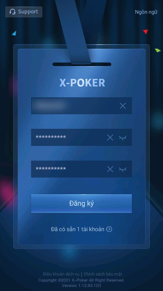 Form đăng ký tài khoản